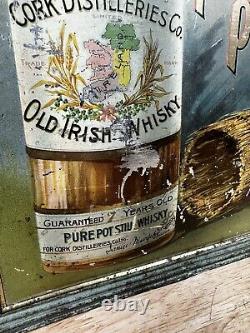 Rare Vintage Tin Cork Ireland Whiskey Advertising Sign