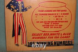 Rare Vintage Uncle Sam Gambling Game of Chance Amusement Advertising Wooden Sign