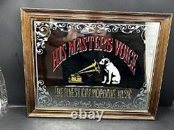 Rare Vintage Victor (rca)his Master Voice Mirror Picture Advertising Gramophone