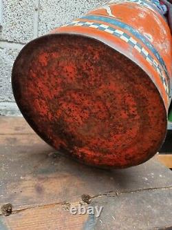 Rare Vintage Vigzol Oil Drum Automobilia Garage Barn Find Tractor Motor Can