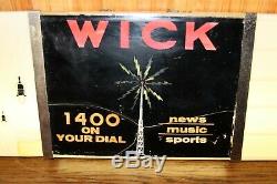 Rare Vintage Wick 1400 Am Radio Station Lighted Sign Scranton Pa Works 48