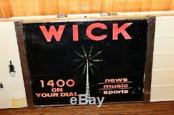 Rare Vintage Wick 1400 Am Radio Station Lighted Sign Scranton Pa Works 48