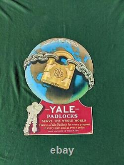 Rare Vintage Yale Padlocks Cardboard Sign 1955 Advertising Sign 31 By 22 Inches