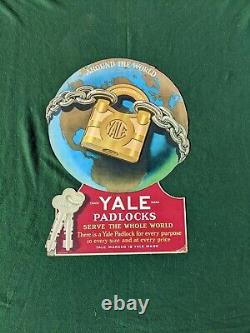 Rare Vintage Yale Padlocks Cardboard Sign 1955 Advertising Sign 31 By 22 Inches