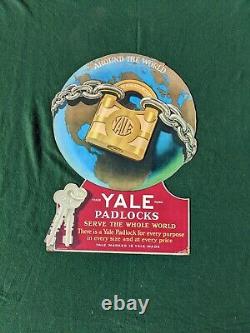 Rare Vintage Yale Padlocks Cardboard Sign 1955 Advertising Sign 31 By 22 Inches