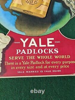 Rare Vintage Yale Padlocks Cardboard Sign 1955 Advertising Sign 31 By 22 Inches