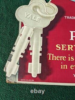 Rare Vintage Yale Padlocks Cardboard Sign 1955 Advertising Sign 31 By 22 Inches
