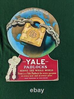 Rare Vintage Yale Padlocks Cardboard Sign 1955 Advertising Sign 31 By 22 Inches