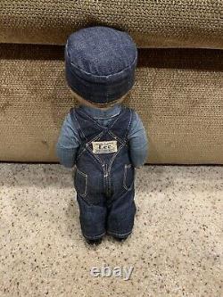 Rare Vintage original My Pal Buddy Doll Lee hat Overalls jeans denim