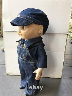 Rare Vintage original My Pal Buddy Lee Doll Hat, Overalls, Jeans, Denim