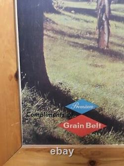 Rare Vtg 1960's 1970s Grain Belt Beer Bar Hunting Fishing Cabin Sign Feed Oil
