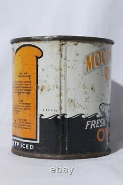 Rare Vtg Moonlight Bay Brand Fresh Raw Oysters Weems, VA 1 Pint Tin Can