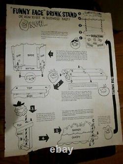 Rare Vtg Pillsbury Funny Face Drink Stand 1960's Complete 1st Version Instructs