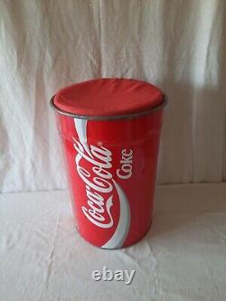 Rare vintage Coca Cola metal storage bin with lid 1994 Barrel toy Drum Seat Coke