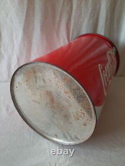 Rare vintage Coca Cola metal storage bin with lid 1994 Barrel toy Drum Seat Coke