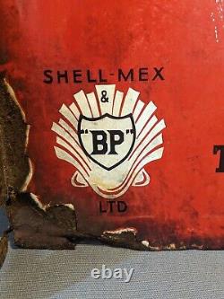 Rare vintage Enamel BP Sign double sided Shell advertising