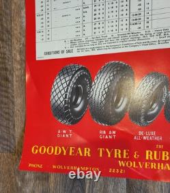 Rare vintage GB 1953 Good Year tyre Retail Price List 35 garage poster prop