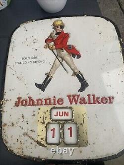 Rare vintage JOHNNIE WALKER Whisky advertising tin Calendar made in England