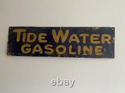 Rare vintage antique American Tide water gasoline garage enamel metal sign