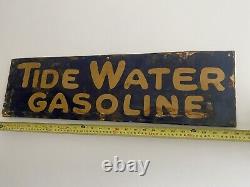 Rare vintage antique American Tide water gasoline garage enamel metal sign