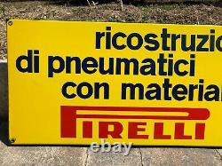 Rare vintage old genuine original PIRELLI 1960 pneumatici enamel sign service