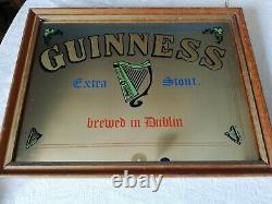 Rare vintage pub mirror Guinness Extra Stout brewed in Dublin harp man cave