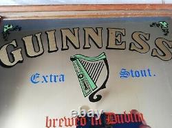 Rare vintage pub mirror Guinness Extra Stout brewed in Dublin harp man cave