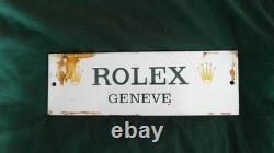 Rolex Geneve Enamel Advertising Sign Vintage Used Rare