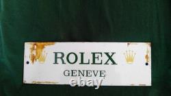 Rolex Geneve Enamel Advertising Sign Vintage Used Rare