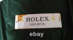 Rolex Geneve Enamel Advertising Sign Vintage Used Rare