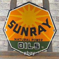 SUNRAY Enamel Sign ø 16.1 (41cm) Rare Nice Retro Oil Vintage Antique Store Sign