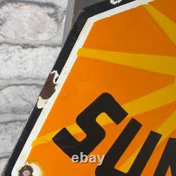 SUNRAY Enamel Sign ø 16.1 (41cm) Rare Nice Retro Oil Vintage Antique Store Sign
