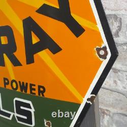 SUNRAY Enamel Sign ø 16.1 (41cm) Rare Nice Retro Oil Vintage Antique Store Sign