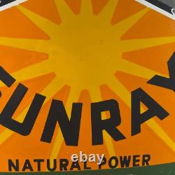 SUNRAY Enamel Sign ø 16.1 (41cm) Rare Nice Retro Oil Vintage Antique Store Sign