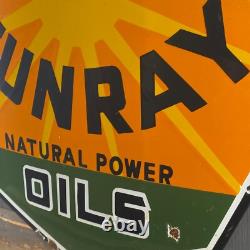 SUNRAY Enamel Sign ø 16.1 (41cm) Rare Nice Retro Oil Vintage Antique Store Sign