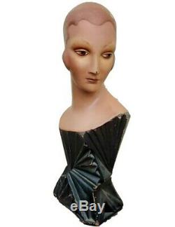 SUPER RARE EXQUISITE Vintage ART DECO Mannequin Millinery Bust Store Display