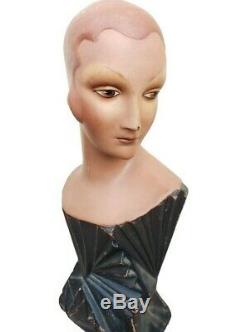 SUPER RARE EXQUISITE Vintage ART DECO Mannequin Millinery Bust Store Display