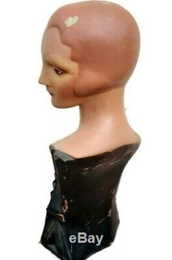 SUPER RARE EXQUISITE Vintage ART DECO Mannequin Millinery Bust Store Display