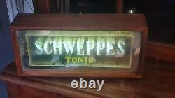 Schweppes Tonic Vtg. Advertising 1930s Light Up Mirror Bar Sign Extremely Rare