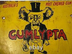 Small Vintage Rare Australian Enamel GUMLYPA Koala Bear Chewing Gum Sign