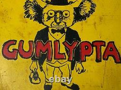 Small Vintage Rare Australian Enamel GUMLYPA Koala Bear Chewing Gum Sign