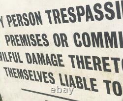 Staffordshire County Council RARE Original Antique Vintage Trespassing Sign