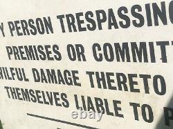 Staffordshire County Council RARE Original Antique Vintage Trespassing Sign