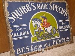 Stunning Rare Unusual Vintage Squibbs Ague Enamel Sign oil painting to reverse