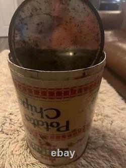 Super Rare Vintage Hiland Potatoe Chip Container Printed Upside Down Accidently