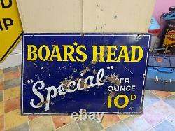 Superb MID Century Vintage Boars Head Special Enamel Tobacco Sign Rare Example