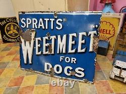 Superb MID Century Vintage Spratts Weetmeet For Dogs Large Enamel Sign Rare