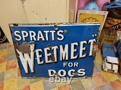 Superb MID Century Vintage Spratts Weetmeet For Dogs Large Enamel Sign Rare