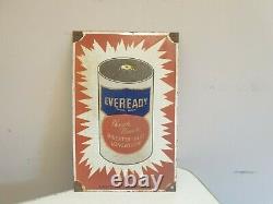 Superb Vintage Original Everready Batteries Enamel Advertising Sign Rare