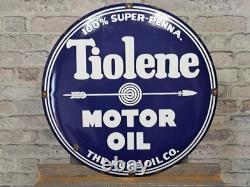 TIOLENE Enamel Sign, ø 19.7 (50cm) Vintage Motor Oil Garage Porcelain Rare